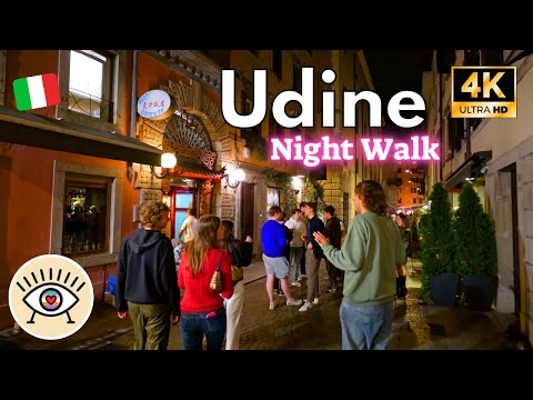 Italian Night Walking Tour in Udine🥂✨ ✅ June Summer 2024 | 4K UHD 60FPS