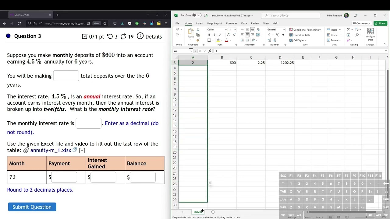 Excel – Annuity Table