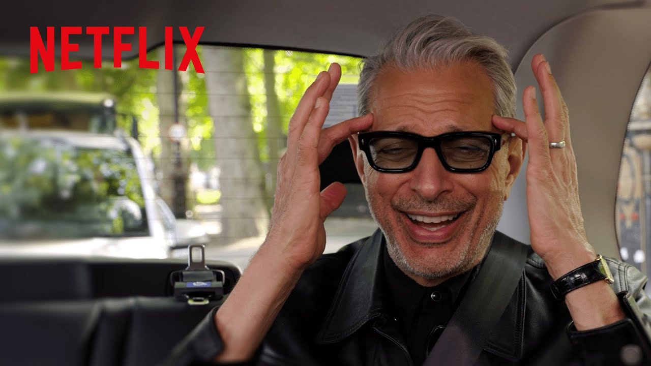 Jeff Goldblum in KAOS Netflix series featuring London black cab