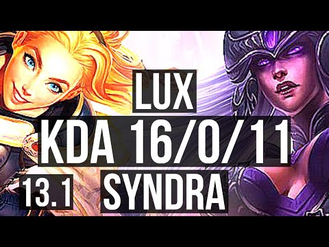 LUX vs SYNDRA (MID) | 16/0/11, 2.5M mastery, Legendary | EUW Diamond | 13.1