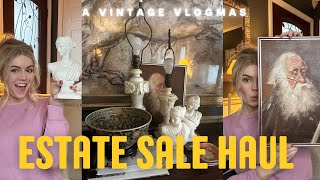 VLOGMAS: Estate Sale Haul | what’s going into my booth | Antique marble lamps, pottery AND more!