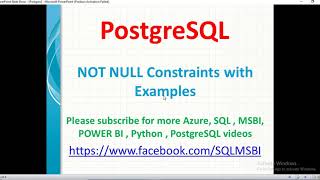 Postgresql Tutorials | Not Null Constraints in Postgresql | postgresql not null example|sql not null