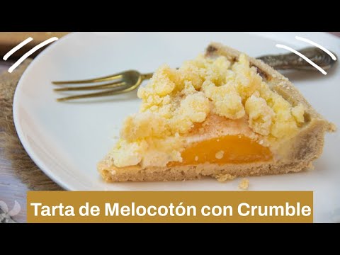 Tarta de melocotón con crumble