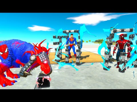SPIDERMAN T-REX RELEASE all HERO PARKOUR DEATH RUN - ARBS