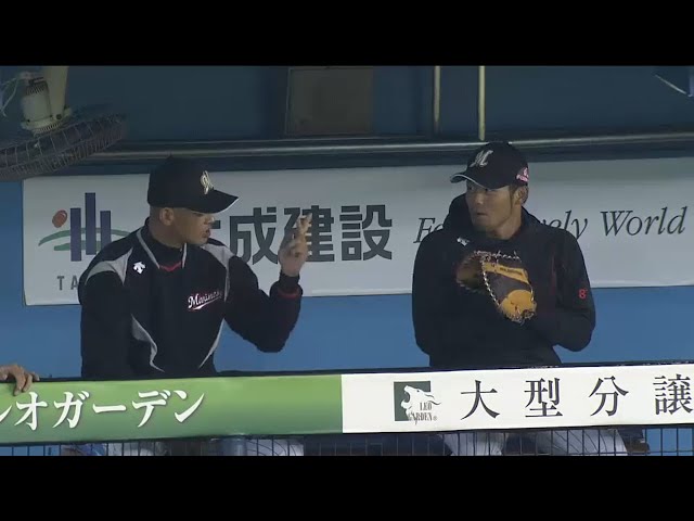 「ミットはこう扱うんだ」マリーンズ・福浦「先生」による一塁守備講座　2015/10/5 M-F