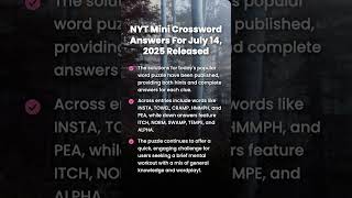 NYT Mini Crossword Answers For July 14, 2025 Released