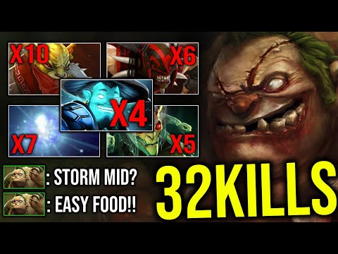 Insane 32Kills Pudge Mid vs Storm Spirit! When Everyone is your foods!