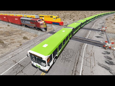 Long Articulated Bus Accident on Railway #10 - Beamng drive