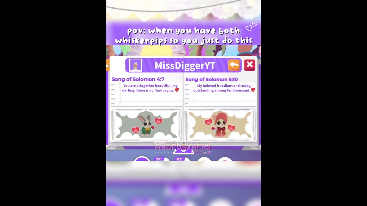 POV: when you have both whiskerpips so you just do this 🐰💖 || #adoptme #whiskerpips #shorts #song