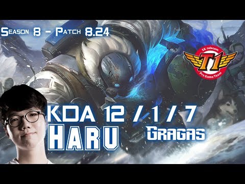 SKT T1 Haru GRAGAS vs LEE SIN Jungle - Patch 8.24 KR Ranked