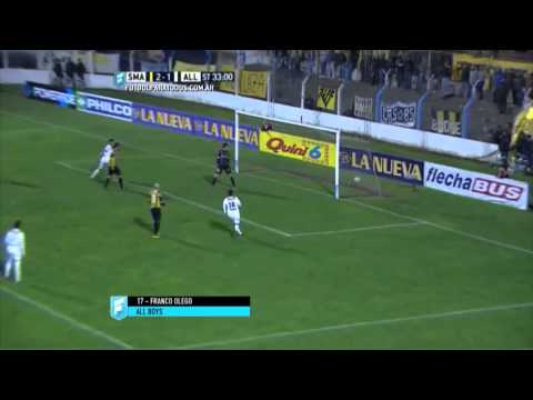 Gol de Olego. Santamarina 2 - All Boys 1. Fecha 17. Primera B Nacional 2015. FPT.