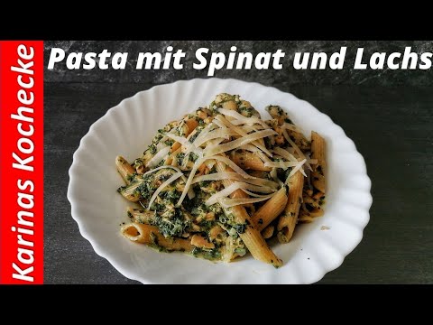 Nudeln mit Lachs und Spinat ein schnelles one pot Rezept zum Mittagessen