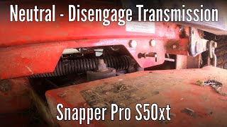 How to disengage the hydrostatic transmission (Neutral) on Snapper Pro S50xt lawn mower.