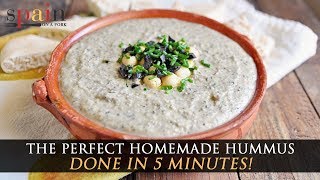 5 Minute Homemade Hummus with Black Spanish Olives