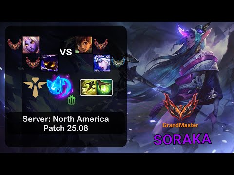 Soraka Support + Veigar vs Milio + Ashe - NA GrandMaster - Patch 25.08