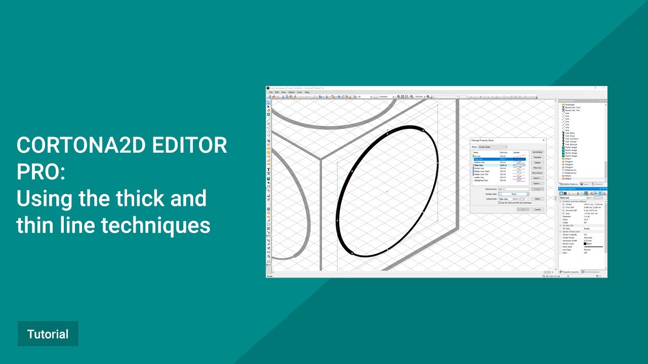 Cortona2D Edotor Pro Tutorial. Using the thick and thin line techniques