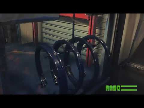 Cast Iron powder coating. Automatic Fluidized Powder Coating System