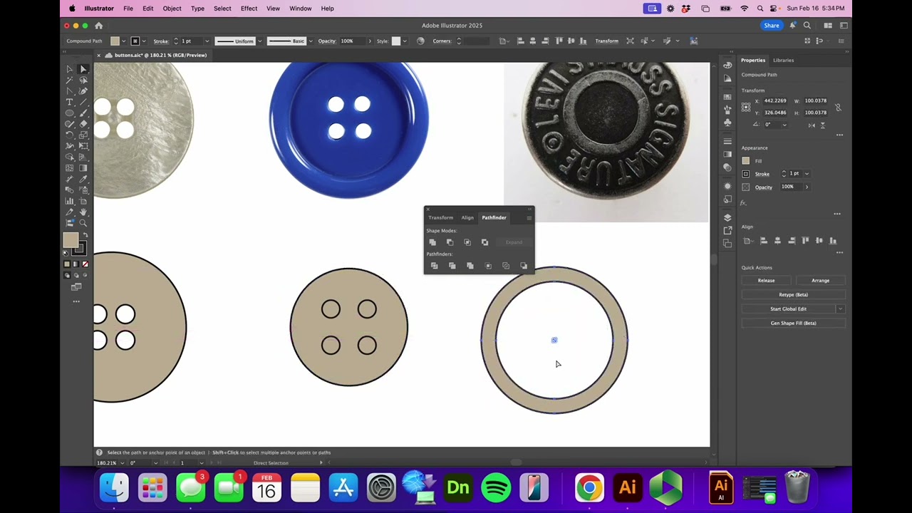 Drawing Buttons and Grommets in Adobe Illustrator for Fashion Flat Illustration