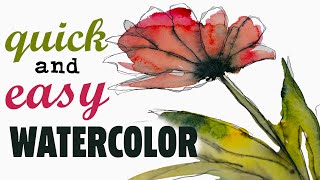 3 MINUTES Flower Watercolour for Beginners - EASY-PEASY Painting