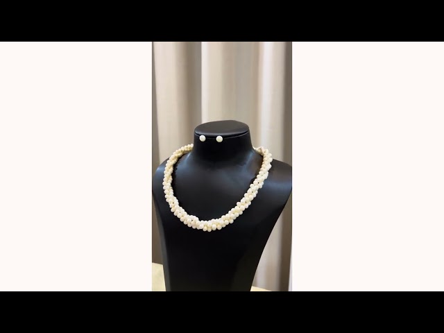 طقم لؤلؤ طبيعي زراعي ٣ طبقات مدور فخم جدا