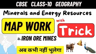 CBSE Class 10 Geography maps of Chapter 5 Minerals and Energy Resources | Iron ore mines Board 2025