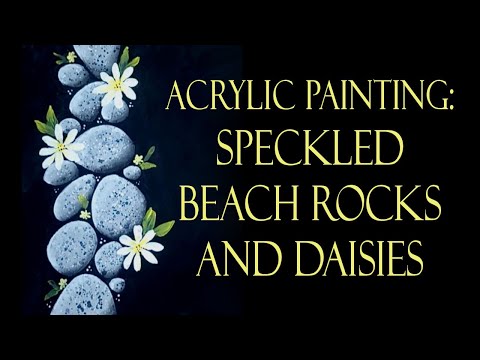 Speckled Beach Rocks & Daisies Abstract Acrylic Painting Demo time-lapse