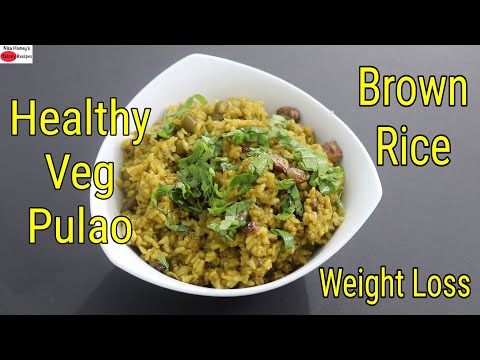 Brown Rice Pulao Recipe For Weight Loss - Brown Rice Veg Pulao In Pressure Cooker - Palak Rice
