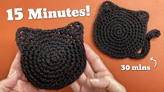 Crochet Cat Coasters - NO SEWING REQUIRED 🐈⬛ 🧡