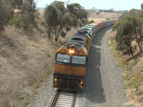 Long Australian Freight Train approaches Gheringhap - Pacific National