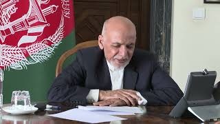 صحبت تیلفونی رئیس جمهور غنی با شماری از ورثه شهدای نیروهای امنیتی و دفاعی و سربازان در خط نخست نبرد