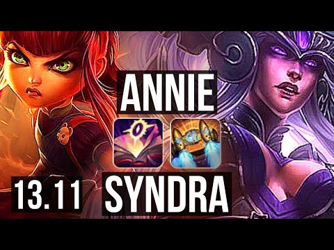 ANNIE vs SYNDRA (MID) | 8/0/4, 68% winrate, Legendary | KR Challenger | 13.11
