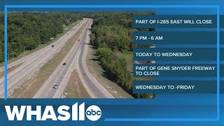 Overnight closures this week on I-265, Gene Snyder in Louisville