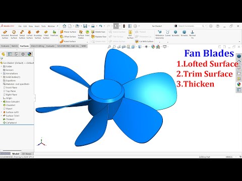 SolidWorks Surface Tutorial Fan Blades