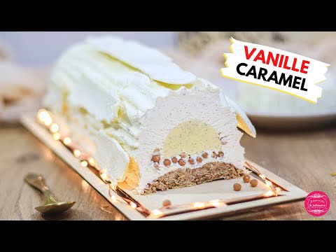 Vanilla Caramel and Pecan Yule Log