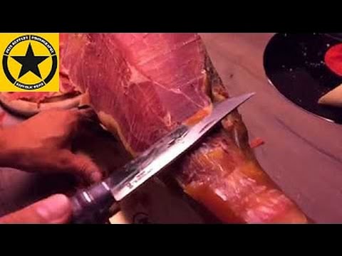 Serrano Schinken richtig schneiden mit Opinel!