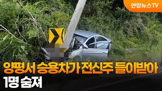 양평서 승용차가 전신주 들이받아…1명 숨져 / 연합뉴스TV (YonhapnewsTV)