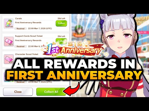 UMA MUSUME FIRST ANNIVERSARY MASSIVE REWARDS (FREE SSR CARDS, 11100 CARATS, 228 PULLS) | Umamusume