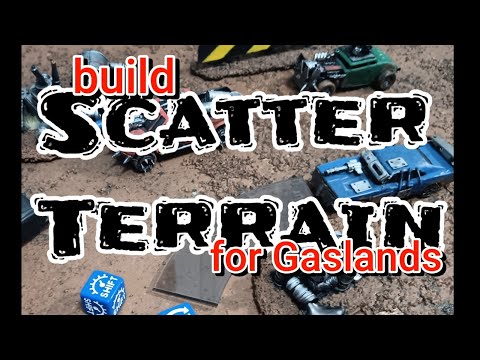 Scatter terrain for Gaslands tabletop game - build Hazard signs, oil barrel piles and heaps of junk