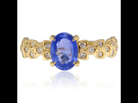 Inel Aur 14k Safir Albastru de Ceylon Diamante Naturale - Lux si Rafinament