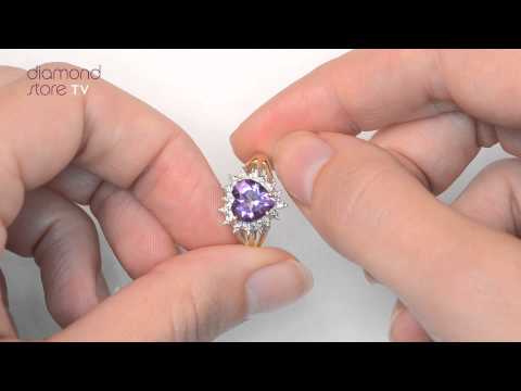 E5470 - Amethyst 1.65ct And Diamond 9K Gold Ring