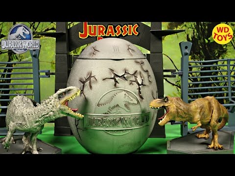 New Giant Jurassic World Surprise Egg / TRex Vs Indominus Rex / Velociraptor, Spinosaurus, Unboxing