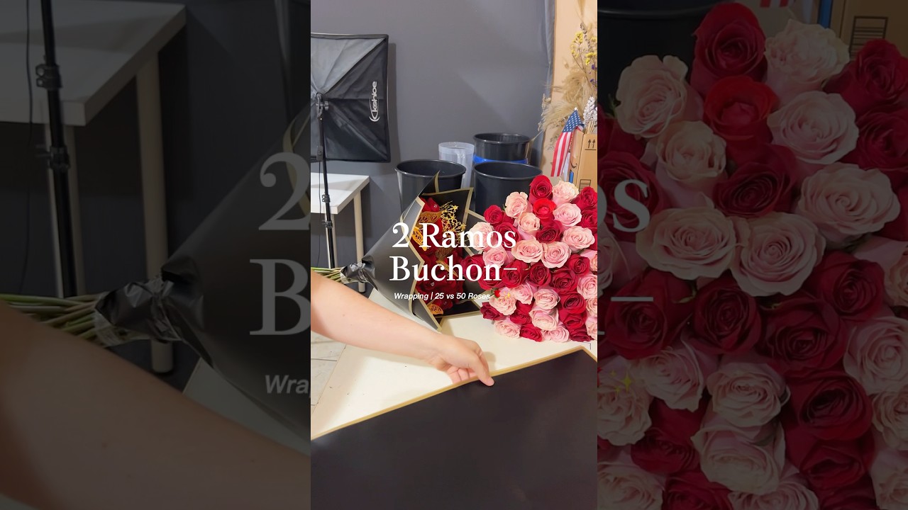 Let's make 2 Ramos Buchon 🌸✨ 25 vs 50 Roses 🌹#fyp #wrapping #flowers #flowerbouquet  #ramobuchon
