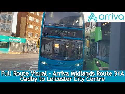 FULL ROUTE VISUAL - Arriva Midlands Route 31A - Oadby to Leicester l 4401 YY14 LHE