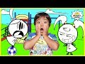 Ryan Pretend Play with Emma and Kate EK Doodles at the Park | Kids Animation fun