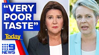 'Very poor taste’: Tanya Plibersek shocked by Jane Hume comment on air | 9 News Australia