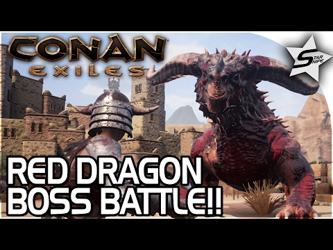 THE RED DRAGON BOSS BATTLE!! - THIS THING'S TOO STRONG! - Conan Exiles Gameplay Part 22