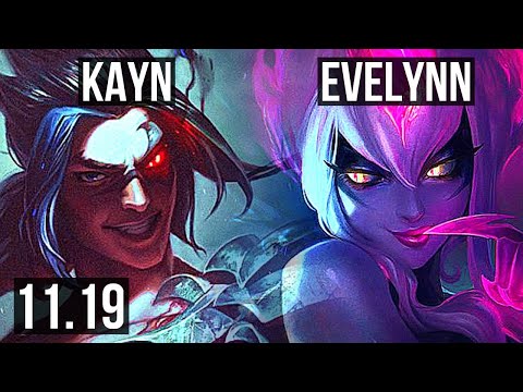 KAYN vs EVELYNN (JUNGLE) | 10 solo kills, Rank 6 Kayn, 1.7M mastery | EUW Challenger | v11.19