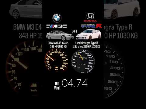 BMW M3 E46 i6 3.2L 343 HP 1535 KG vs Honda Integra Type R 1.8L Vtec 230 HP 1030 KG