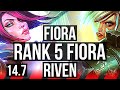 FIORA vs RIVEN (TOP) | Rank 5 Fiora, 1500+ games, 6 solo kills | BR Challenger | 14.7