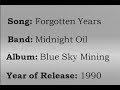 Midnight Oil - Forgotten Years (Lyrics)
